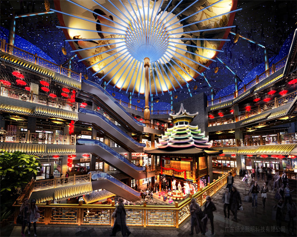 戲樓商業(yè)內街夜景燈光效果圖